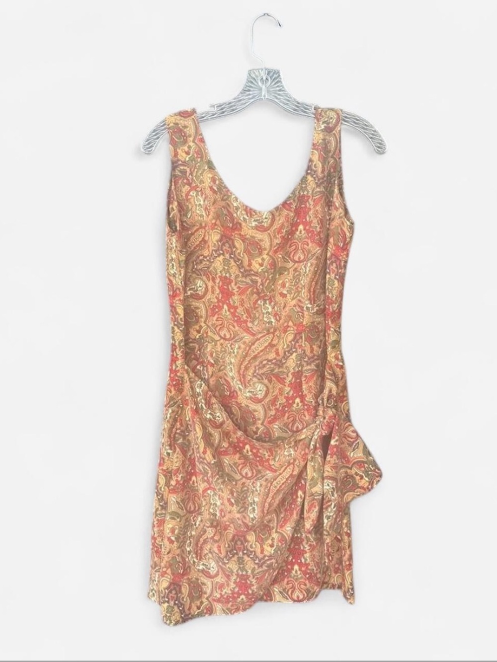 Forenza Paisley Mini Dress in Rust and Gold Tones